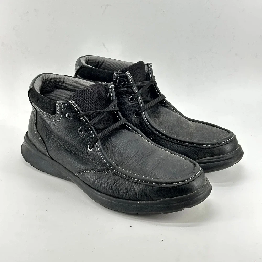Clarks Boots Mens 13 M Black‎ Cotrell Chukka Ankle Lace Up Leather Casual